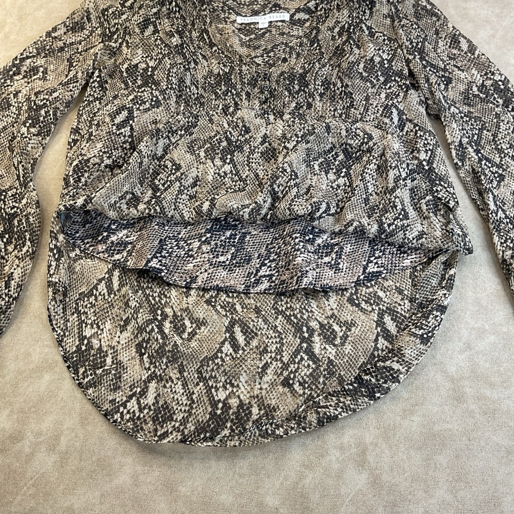 Veronica Beard Top Lowell Snake Print Silk Blouse With Camisole Long Sleeve Sz 4 - Picture 3 of 8